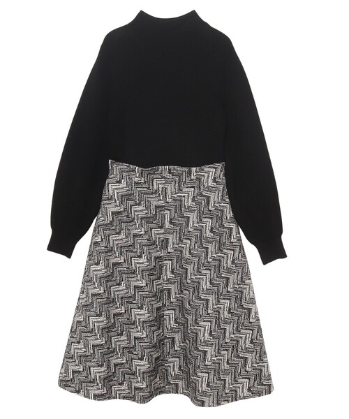 ANAYI ヘリンボンジャガードドッキングワンピース※ローズ ANAYI（アナイ）の「ヘリンボンジャガードドッキングワンピース