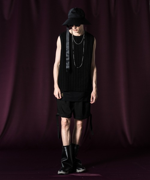 glamb(グラム)の「Mesh Layered Tank Top / メッシュレイヤードタンクトップ(タンクトップ・メンズ・ホワイト/ブラック・S/L/M)」の4枚目の写真