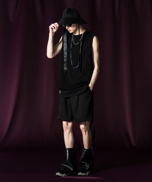 glamb(グラム)の「Mesh Layered Tank Top / メッシュレイヤードタンクトップ(タンクトップ・メンズ・ホワイト/ブラック・S/L/M)」の5枚目の写真