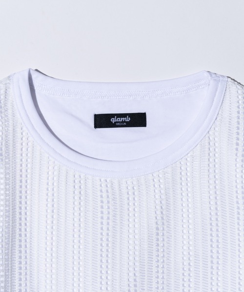 glamb(グラム)の「Mesh Layered Tank Top / メッシュレイヤードタンクトップ(タンクトップ・メンズ・ホワイト/ブラック・S/L/M)」の9枚目の写真