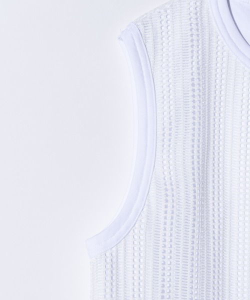 glamb(グラム)の「Mesh Layered Tank Top / メッシュレイヤードタンクトップ(タンクトップ・メンズ・ホワイト/ブラック・S/L/M)」の10枚目の写真