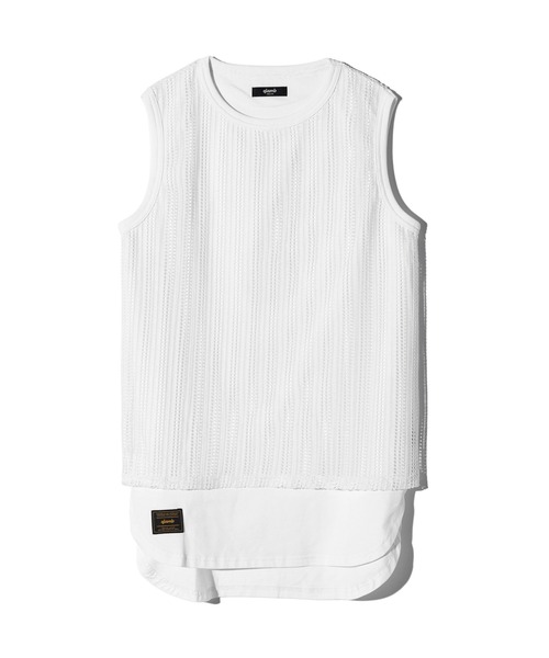 glamb(グラム)の「Mesh Layered Tank Top / メッシュレイヤードタンクトップ(タンクトップ・メンズ・ホワイト/ブラック・S/L/M)」の12枚目の写真