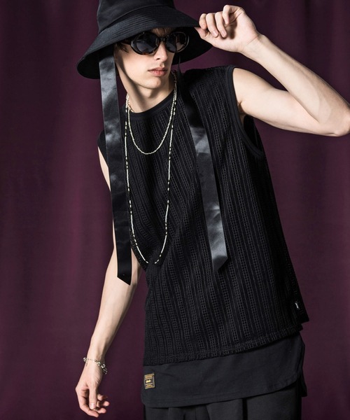 メッシュレイヤードトップ Mesh layered tank top / メッシュレイヤードタンクトップ
