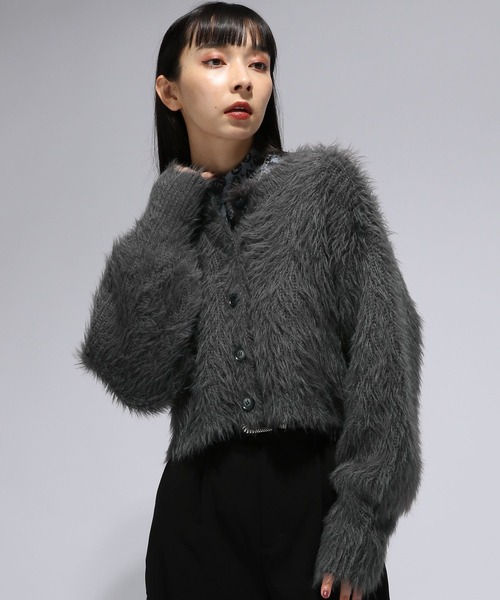 HARE(ハレ)の「2WAYロングシャギーカーディガン(HARE)(カーディガン/ボレロ・レディース・ライトグレー/チャコールグレー/ネイビー・FREE)」の11枚目の写真