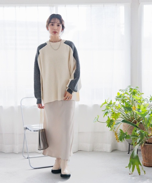 LEPSIM（レプシィム）の「7ゲージ配色ラインプルオーバー　971329（ニット/セーター・レディース・ネイビー/オフホワイト/グレー/チャコールグレー・FREE）」の10枚目の写真