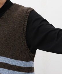 Cawley コーリー ベスト ストライプ 茶 Cawley コーリー ベスト