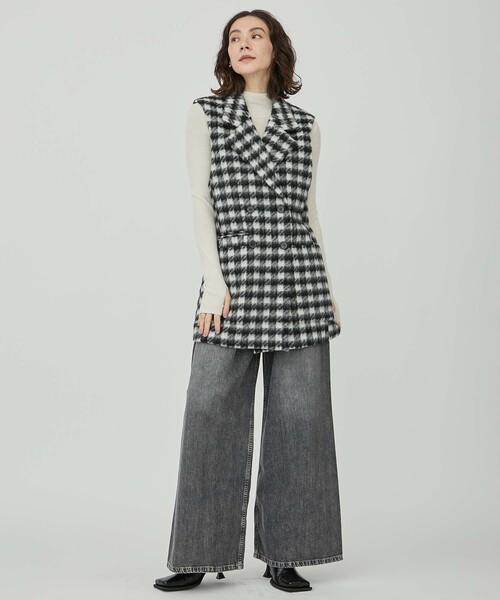 IHNN（イン）の「【IHNN/イン】モヘアスリーブレスチェックベスト（ベスト・レディース・チェック・38）」の10枚目の写真