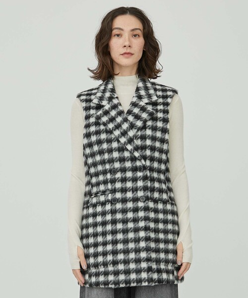 IHNN（イン）の「【IHNN/イン】モヘアスリーブレスチェックベスト（ベスト・レディース・チェック・38）」の4枚目の写真