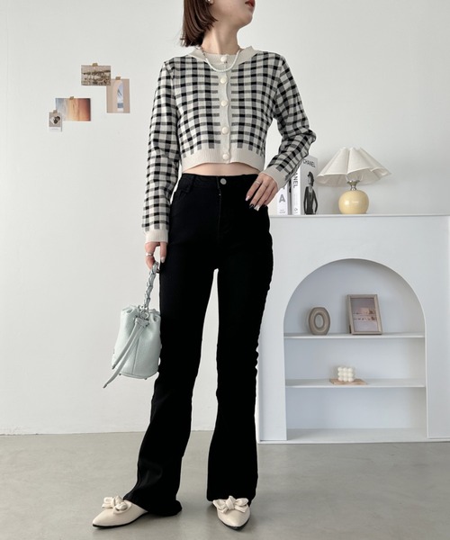 CLEA(クレア)の「ストレッチフレアデニムパンツ(デニムパンツ・レディース・ブラック/ブルー・L/M)」の12枚目の写真