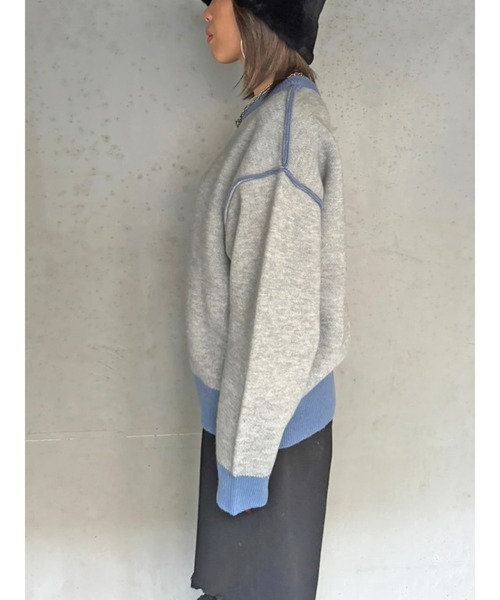 EGOIST（エゴイスト）の「リバーシブル配色ニットトップス（ニット/セーター・レディース・ブラック/アイボリー/グレー・FREE）」の18枚目の写真