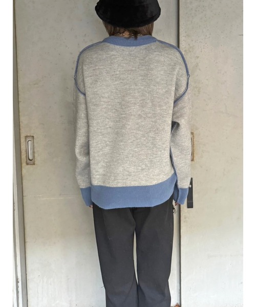 EGOIST（エゴイスト）の「リバーシブル配色ニットトップス（ニット/セーター・レディース・ブラック/アイボリー/グレー・FREE）」の19枚目の写真