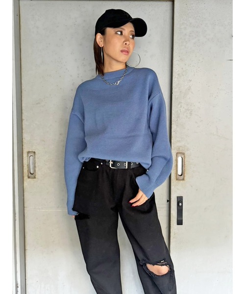 EGOIST（エゴイスト）の「リバーシブル配色ニットトップス（ニット/セーター・レディース・ブラック/アイボリー/グレー・FREE）」の9枚目の写真