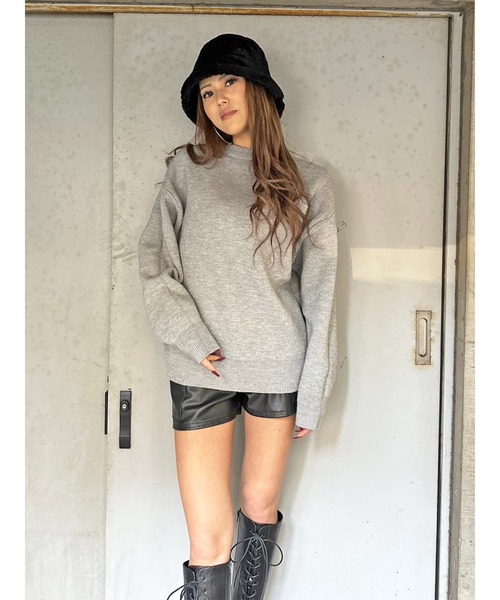 EGOIST（エゴイスト）の「リバーシブル配色ニットトップス（ニット/セーター・レディース・ブラック/アイボリー/グレー・FREE）」の15枚目の写真