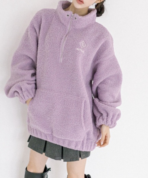 OLIVE des OLIVE（オリーブデオリーブ）の「お出かけボアチュニック 1032060280（ブルゾン・レディース・ラベンダー/オフホワイト/グレイッシュベージュ/ライトベージュ・FREE）」の4枚目の写真