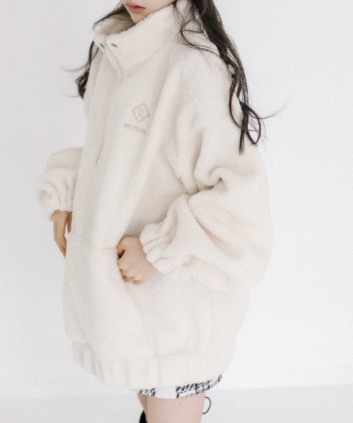 OLIVE des OLIVE（オリーブデオリーブ）の「お出かけボアチュニック 1032060280（ブルゾン・レディース・ラベンダー/オフホワイト/グレイッシュベージュ/ライトベージュ・FREE）」の3枚目の写真