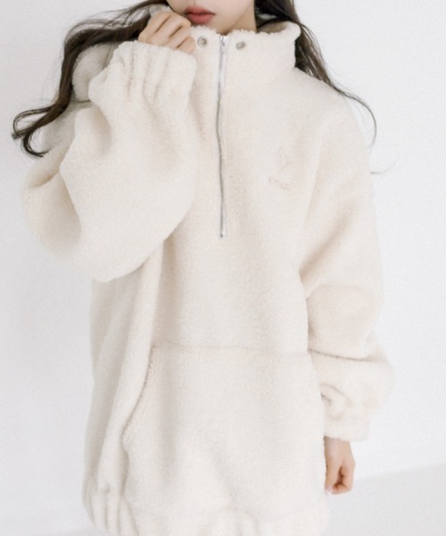 OLIVE des OLIVE（オリーブデオリーブ）の「お出かけボアチュニック 1032060280（ブルゾン・レディース・ラベンダー/オフホワイト/グレイッシュベージュ/ライトベージュ・FREE）」の10枚目の写真