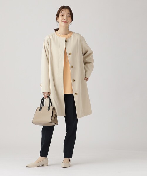 SHOO・LA・RUE（シューラルー）の「◆【防花粉/撥水】ベーシック ノーカラーコート（ノーカラーコート・レディース・ベージュ/ネイビー・02/03/04）」の3枚目の写真