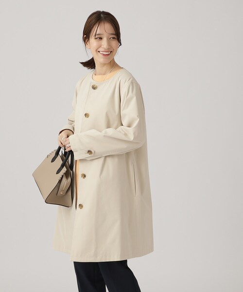 SHOO・LA・RUE（シューラルー）の「◆【防花粉/撥水】ベーシック ノーカラーコート（ノーカラーコート・レディース・ベージュ/ネイビー・02/03/04）」の4枚目の写真