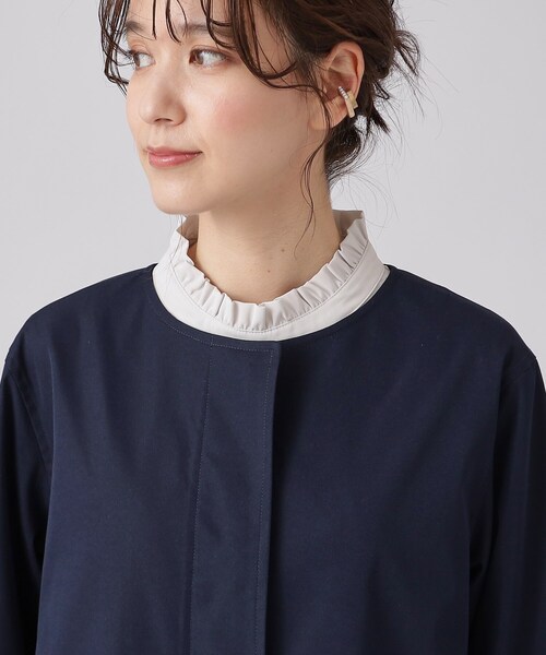 SHOO・LA・RUE（シューラルー）の「◆【防花粉/撥水】ベーシック ノーカラーコート（ノーカラーコート・レディース・ベージュ/ネイビー・02/03/04）」の11枚目の写真