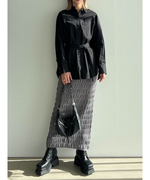 EMODA（エモダ）の「シャーリングロングニットスカート（スカート・レディース・ホワイト/グレー/ブラック・FREE）」の18枚目の写真