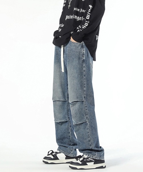 HOOK（フック）の「ヴィンテージメイク 膝ダブルタック ワイド