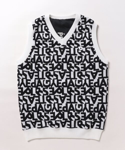 【即発送】パーリーゲイツ　リバーシブル　Vネックニットベスト＜ランダムロゴ＞ PEARLY GATES（パーリーゲイツ）の「リバーシブルVネックニット