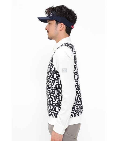 PEARLY GATES リバーシブル Vネック ニットベスト ランダムロゴ S PEARLY GATES（パーリーゲイツ）の「リバーシブルVネックニットベスト