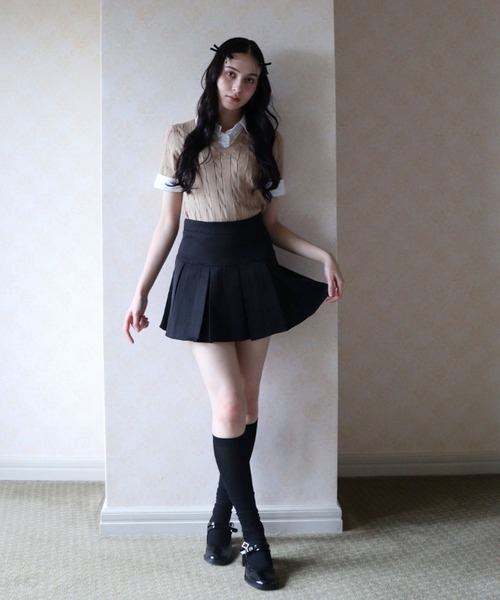 titty＆Co. PETIT（ティティアンドコープティ）の「レイヤードニットシャツトップス（ニット/セーター・レディース・ブラック/ベージュ/グレー/ピンク・FREE）」の21枚目の写真