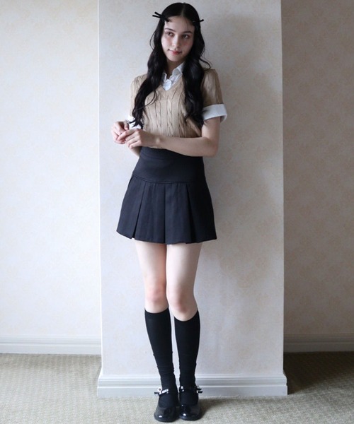 titty＆Co. PETIT（ティティアンドコープティ）の「レイヤードニットシャツトップス（ニット/セーター・レディース・ブラック/ベージュ/グレー/ピンク・FREE）」の12枚目の写真