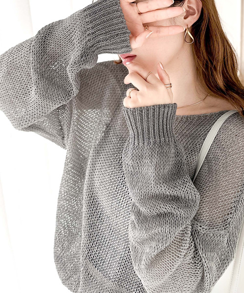 classicalelf（クラシカルエルフ）の「主役級のグラデーションカラー。ふんわりメッシュ編みニットプルオーバー（ニット/セーター・レディース・ピンク/ブルー/グレー/ベージュ・MEDIUM/X-LARGE/LARGE/SMALL）」の3枚目の写真