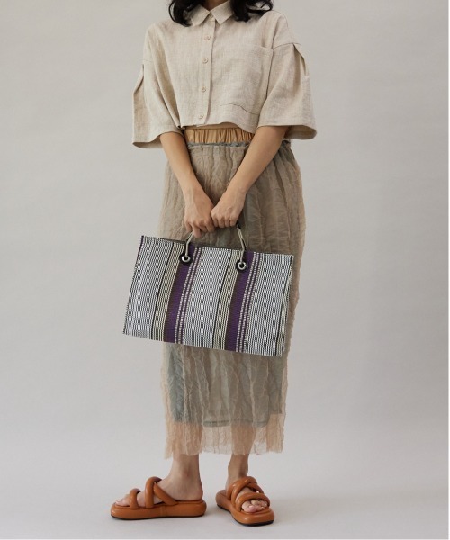 CONTROL FREAK（コントロールフリーク）の「CONTROL FREAK(コントロールフリーク)メタルハンドルストライプトート（トートバッグ・レディース・アイボリー/イエロー/パープル・FREE）」の8枚目の写真