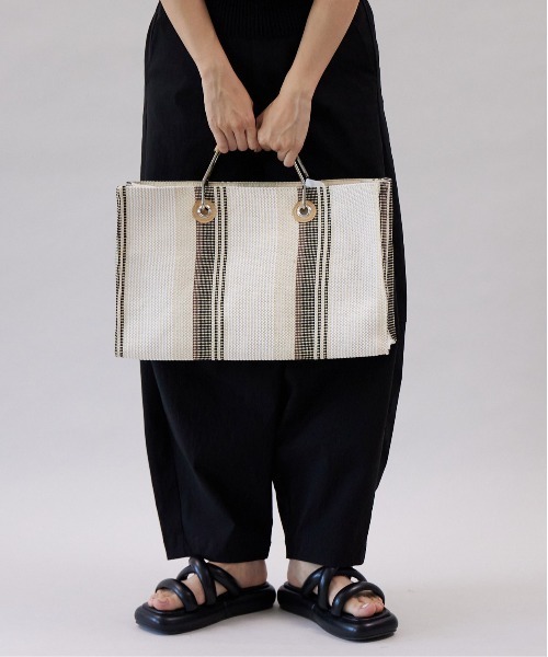 CONTROL FREAK（コントロールフリーク）の「CONTROL FREAK(コントロールフリーク)メタルハンドルストライプトート（トートバッグ・レディース・アイボリー/イエロー/パープル・FREE）」の12枚目の写真