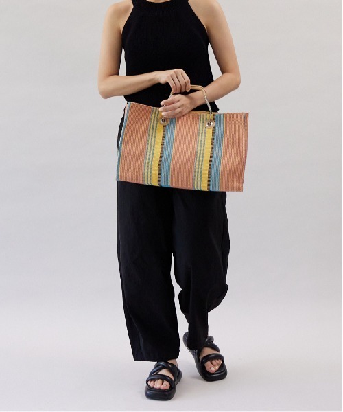 CONTROL FREAK（コントロールフリーク）の「CONTROL FREAK(コントロールフリーク)メタルハンドルストライプトート（トートバッグ・レディース・アイボリー/イエロー/パープル・FREE）」の14枚目の写真