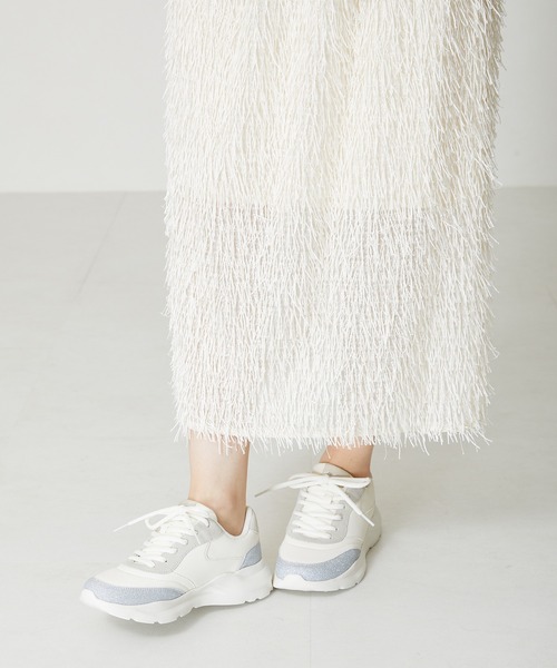 ORiental TRaffic（オリエンタルトラフィック）の「グリッター切替パーツスニーカー OT3732（スニーカー・レディース・ベージュ/ピンク/ホワイト・35/36/37/38/39/40/41/34/42）」の5枚目の写真