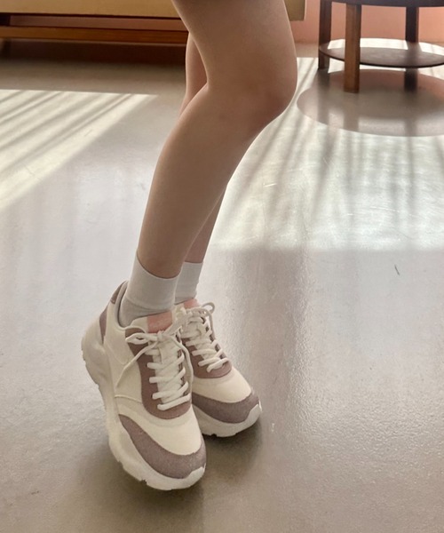 ORiental TRaffic（オリエンタルトラフィック）の「グリッター切替パーツスニーカー OT3732（スニーカー・レディース・ベージュ/ピンク/ホワイト・35/36/37/38/39/40/41/34/42）」の8枚目の写真