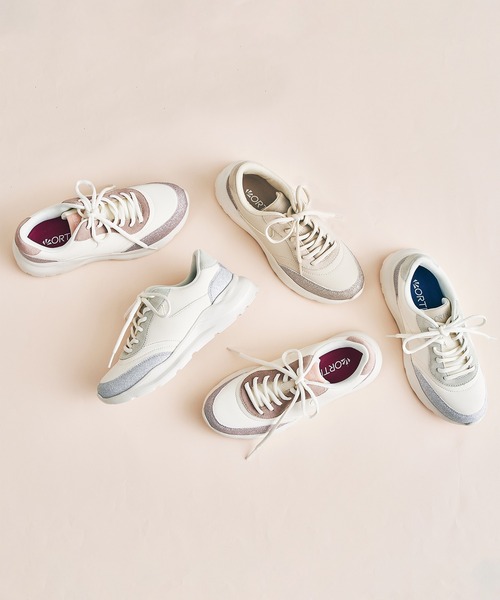 ORiental TRaffic（オリエンタルトラフィック）の「グリッター切替パーツスニーカー OT3732（スニーカー・レディース・ベージュ/ピンク/ホワイト・35/36/37/38/39/40/41/34/42）」の4枚目の写真