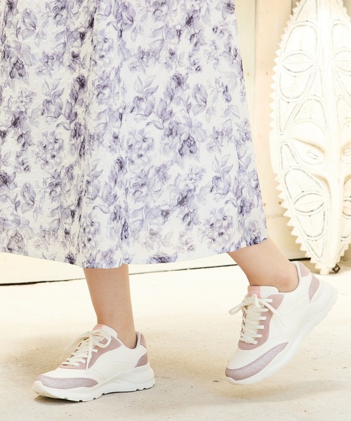 ORiental TRaffic（オリエンタルトラフィック）の「グリッター切替パーツスニーカー OT3732（スニーカー・レディース・ベージュ/ピンク/ホワイト・35/36/37/38/39/40/41/34/42）」の13枚目の写真