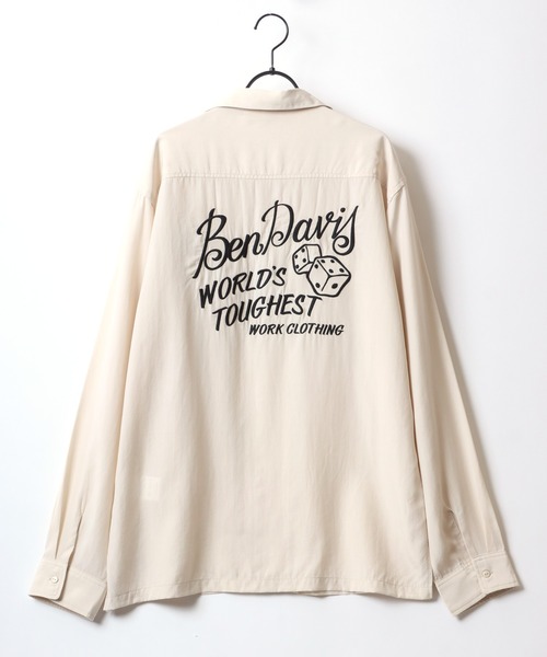 BEN DAVIS（ベンデイビス）の「BEN DAVIS/ベンデイビス FIFTIES LS SHIRT/オーバーサイズ ドレープ バックチェーン刺繍 オープンカラーシャツ/トロミシャツ（シャツ/ブラウス・メンズ・ブラック/アイボリー・M/L/XL）」の8枚目の写真