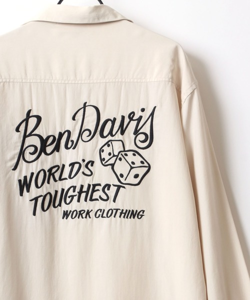 BEN DAVIS（ベンデイビス）の「BEN DAVIS/ベンデイビス FIFTIES LS SHIRT/オーバーサイズ ドレープ バックチェーン刺繍 オープンカラーシャツ/トロミシャツ（シャツ/ブラウス・メンズ・ブラック/アイボリー・M/L/XL）」の4枚目の写真