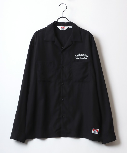 BEN DAVIS（ベンデイビス）の「BEN DAVIS/ベンデイビス FIFTIES LS SHIRT/オーバーサイズ ドレープ バックチェーン刺繍 オープンカラーシャツ/トロミシャツ（シャツ/ブラウス・メンズ・ブラック/アイボリー・M/L/XL）」の9枚目の写真