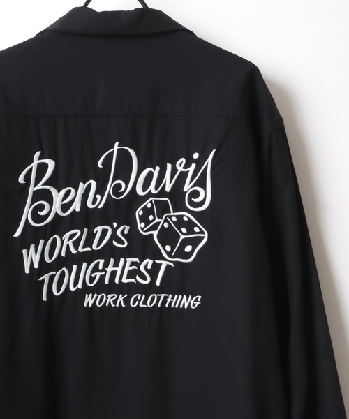 BEN DAVIS（ベンデイビス）の「BEN DAVIS/ベンデイビス FIFTIES LS SHIRT/オーバーサイズ ドレープ バックチェーン刺繍 オープンカラーシャツ/トロミシャツ（シャツ/ブラウス・メンズ・ブラック/アイボリー・M/L/XL）」の6枚目の写真