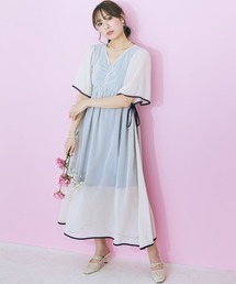 marun | 大きいサイズ　サイドリボンシフォンワンピース marun(ワンピース)