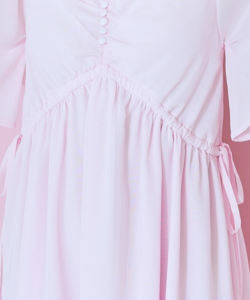 marun（マルン）の「＜大きいサイズ＞　サイドリボンシフォンワンピース marun（ワンピース・レディース・ベージュ/ピンク・L/LL/3L/4L/5L）」の20枚目の写真