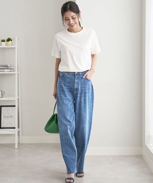 BELLUNA PLUS(ベルーナ)の「ヒンヤリ冷感ジーンズ・ワイドバギー股下67cm(デニムパンツ・レディース・オフホワイト/ブルー系その他/ブラック/ライトブルー/インディゴブルー・MEDIUM/SMALL/LARGE/X-LARGE)」の13枚目の写真