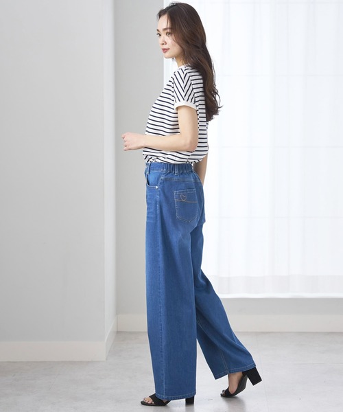 ヒンヤリ冷感ジーンズ・ワイドバギー股下67cm（デニムパンツ