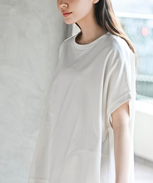 rps(アールピーエス)の「ミニ裏毛ポケットツキワイドプルオーバー(Tシャツ/カットソー・レディース・マスタード/オフホワイト/チャコールグレー/杢グレー/ミント・フリー)」の8枚目の写真