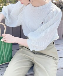 【GEVACO/ゲバコ】シアーサッカーギャザースリーブブラウス