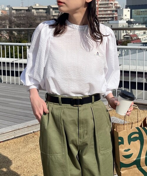 GEVACO（ゲバコ）の「【GEVACO/ゲバコ】シアーサッカーギャザースリーブブラウス（シャツ/ブラウス・レディース・オフホワイト/ブラック系その他/ブルー系その他/グリーン系その他・38）」の13枚目の写真