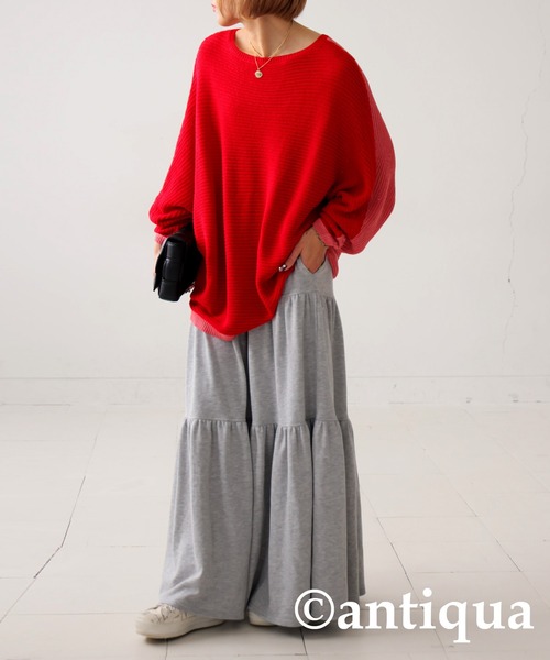 antiqua（アンティカ）の「麻タッチリバーシブルトップス（ニット/セーター・レディース・グリーン/レッド/ベージュ・ONESIZE）」の19枚目の写真