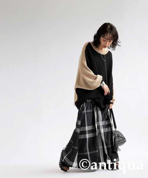 antiqua（アンティカ）の「麻タッチリバーシブルトップス（ニット/セーター・レディース・グリーン/レッド/ベージュ・ONESIZE）」の6枚目の写真